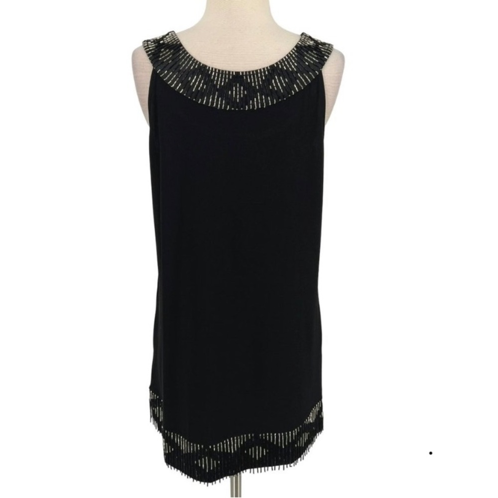Express Bead Trimmed Trapeze Dress Black Size Large